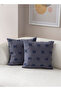 Double Decorative Polka Dot Linen Fabric Throw Pillow Cover 43X43 Navy Blue - 2