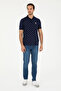 Men's Regular Fit Polo Neck Navy Blue T-Shirt 50281941-Vr033 - 4