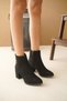 Dusper Black Suede Heeled Daily Use Women's Boots - 2