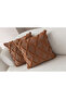 Double Decorative Polka Dot Linen Fabric Throw Pillow Cover 43X43 Brown - 3