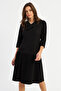 Women's Black Pleated Blazer Midi Dress Mera100