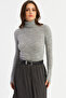 Women's Gray Turtleneck Knitwear Blouse Myv102