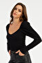 Women's Black Balloon Sleeve Blouse Rk42