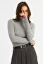 Women's Gray Turtleneck Knitwear Blouse Myv102 - 4