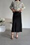 Premium Black Satin Skirt with Elastic Waistband