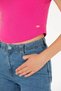 Women's Fuchsia Crew Neck Crop Basic T-Shirt 50270100 -Vr023 - 7