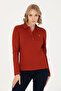 Women's Terracotta Color Basic Polo collar Shirt 50276160-VR031 - 4