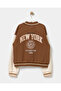 Girls' NYC Crest Embroidered Cotton Long Sleeve College Jacket - 4