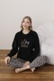 Women's Black Ship Sailed Patterned Soft Fleece Pajama Set
