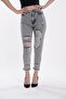 Gray Ripped Mom Jean Boyfriend Jeans - 2
