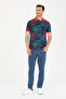 Men's Navy Blue Polo Neck T-Shirt 50276807-Vr033 - 4