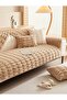 Thick Rectangular Patterned Embossed Plush for Three Seater Sofa (1 Piece) 80*190cm Size (Beige) - 4