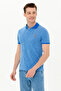 Men's Cobalt Blue Polo Neck T-Shirt 50263371-Vr045