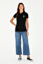 Women's Black Basic Polo Neck T-Shirt 50280071-Vr046 - 4
