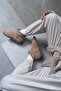 Mini Dark Beige Suede Ankle Boots with Furry Inside Flat Sole Women's Shoes
