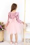 Girl's Dress with Velvet Puffy Skirt Pink - 3