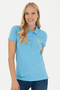 Women's Turquoise Basic Polo Neck T-Shirt 50262700-Vr093