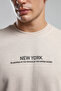 Men's Crew Neck Pigment Printed Winter Regular Fit Cream Sweatshirt Bmk0039-S-V01 - 4