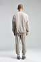 Men's Crew Neck Pigment Printed Winter Regular Fit Cream Sweatshirt Bmk0039-S-V01 - 5