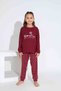 Women's Burgundy Snowflake Pattern Mother Girl Combination Thermal Winter Warm Soft Pajamas Set - 3