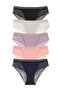 5-Piece Interlock Lace Detailed Glittery Elastic Waist Slip Women's Panties