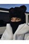 Black Puffy Balaclava, Balaklava, Large size 52 cm Diameter, 60 cm length