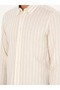 Beige Slim Fit Striped Linen Blend Shirt 50291332-Vr011 - 7