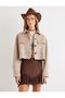 Covered Pocket Detailed Buttoned Comfortable Fit Faux Suede Jacket - 3
