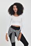 Women's Ecru Scuba Fabric Cuffed Sports Top - 2