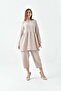 Beige Drawstring Detailed High Collar Tunic - 3