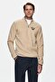 Corning Dark Beige Half-Zip Embroidered Fleece Stand Collar Standard Fit Men's Sweatshirt