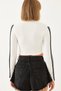 Women's White Crop Cardigan with Striped Sleeves 2171 60351077 - 5