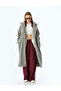 Buttoned Lined Long Plush Coat with Pocket Detail
