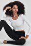 Women's Ecru Scuba Fabric Cuffed Sports Top - 4