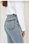 Bt17783130 Blue Snow Wash Jeans High Waist Stretch Fabric Flared Jeans Pants - 3