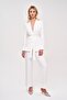 Belted Blazer Jacket Pants White Women's Set