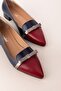 Genuine Leather Bow Detailed Low Heel Shoes Ast.8429 Laci Combination - 6