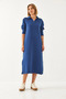 Women's Navy Blue Polo Collar Modal Fabric Dress 60351087 - 5