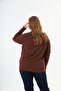 Plus Size Cashmere Blended V-Neck Knitwear Sweater Brown - 7