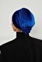 Rose Detailed Velvet Bonnet, B-53K, Cobalt Blue - 6