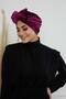 Velvet Bonnet with Bow, B-27K, Purple - 5