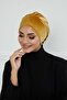 Rose Detailed Velvet Bonnet, B-53K, Mustard - 3