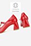 Women's Red Patent Leather Genuine Leather Number 35-41 Strapped Medium Heel Classic Shoes - 3