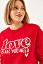 Women's Red Loose Fit Round Neck Sweatshirt Mbhs022 60601022 - 6