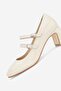 Women's Beige Patent Leather Genuine Leather Number 35-41 Double Strap Heel Shoes - 7