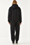 Women's Black Kangaroo Pocket Hooded Top and Bottom Set Mbhs014 60601014 - 3