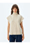 Textured Sleeveless Turtleneck Hair Knitted Sweater - 3
