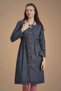 Ribbed Neck Lace Long Sleeve Gray Dress - 7