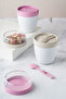 Set of 2 Portable Yogurt Container with Spoon - 700 ml Practical Food Storage and Muesli Container - 2