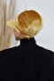 Velvet Hat with Visor, B-73K, Mustard - 4